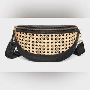 NWT Black and Tan Woven Straw Crossbody Bag Universal Thread